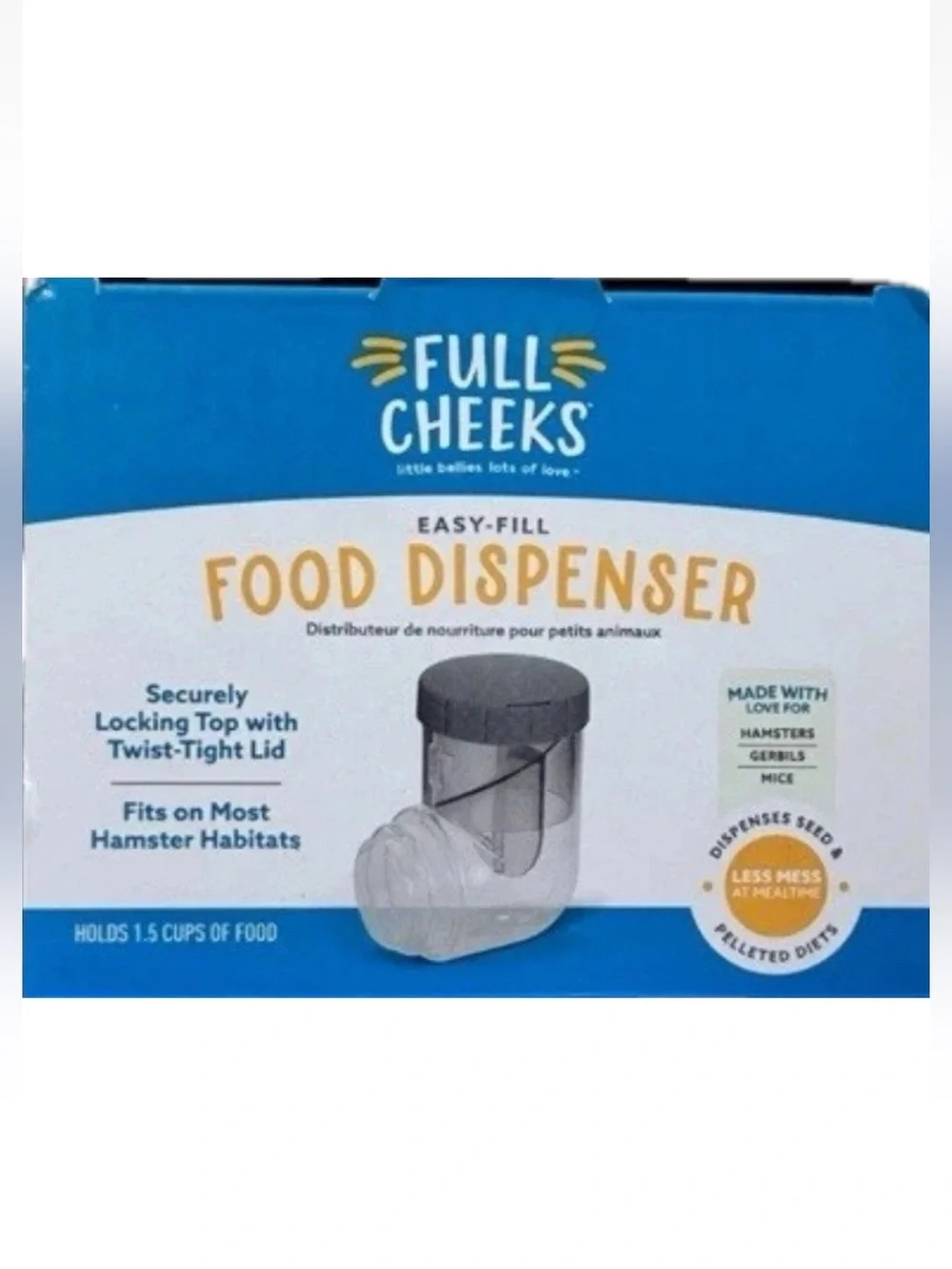 Full Cheeks Easy Fill Food Dispenser For Small Pets Hamsters, gerbils, mice